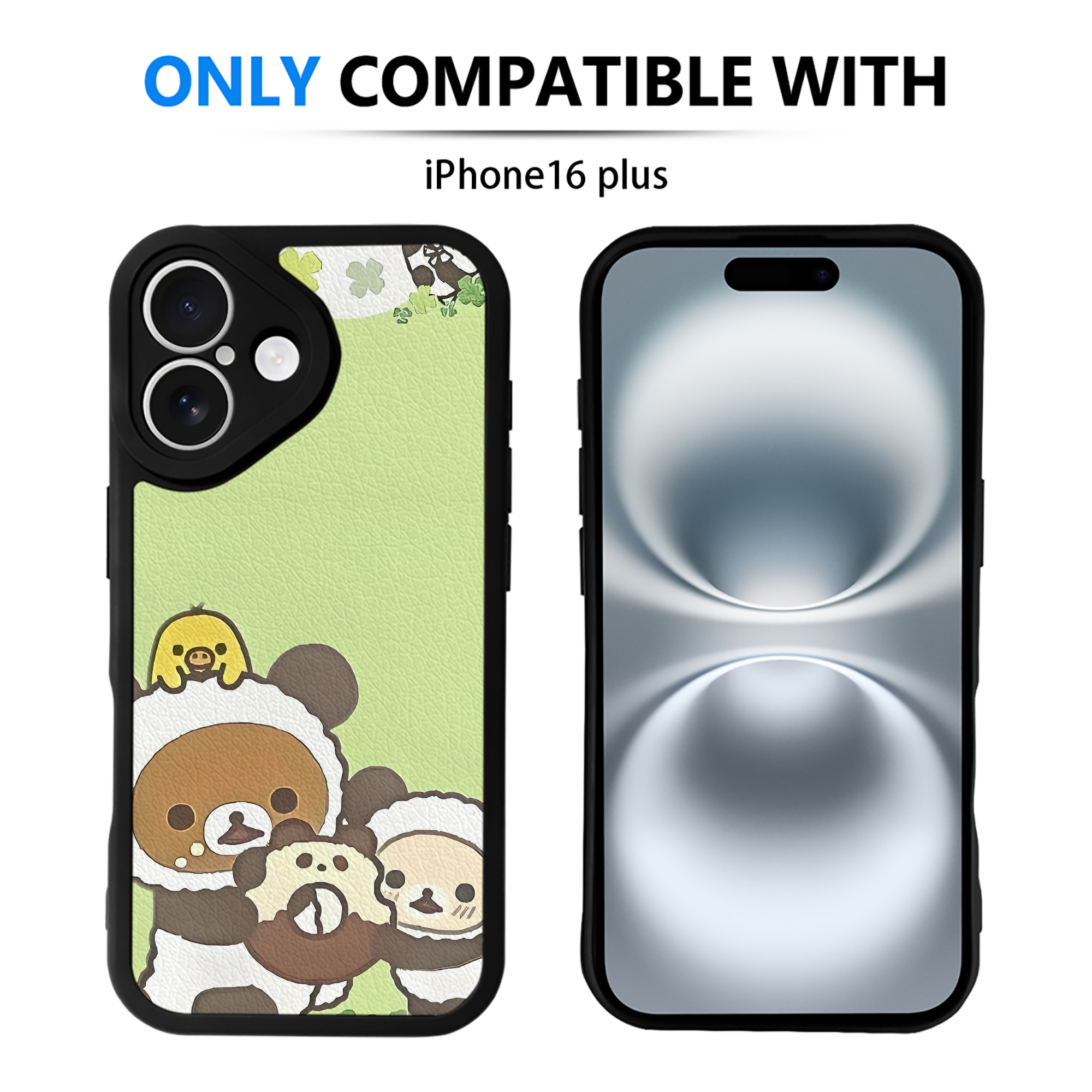 （画像用） リラックマ リラックマ キイロイトリ Rilakkuma Korilakkuma Kiiroitori 【iPhone 16シリーズ対応】シリコンスマホケース（レザー調） 材質：シリコン